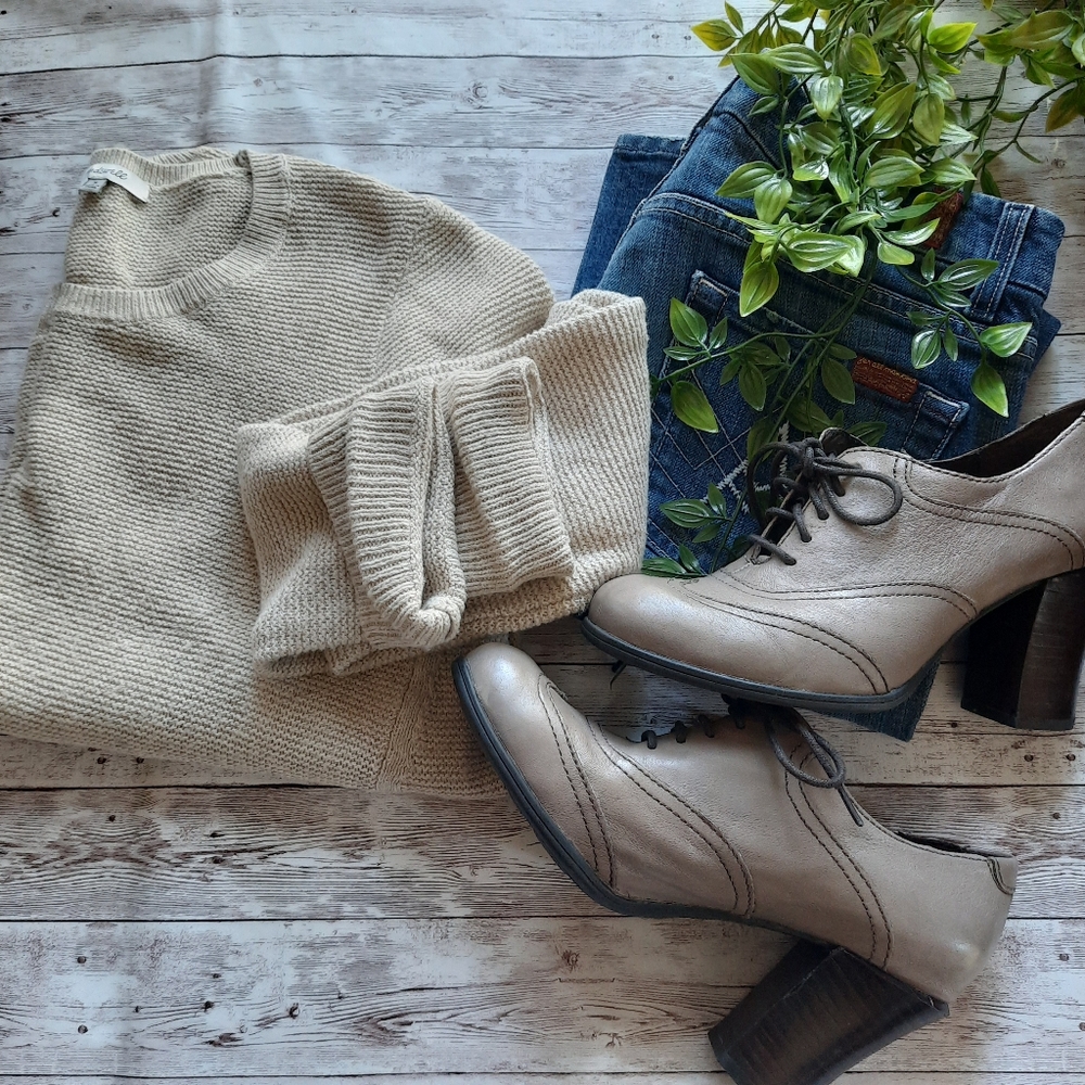 Madewell Riverside Textured Sweater in Oatmeal